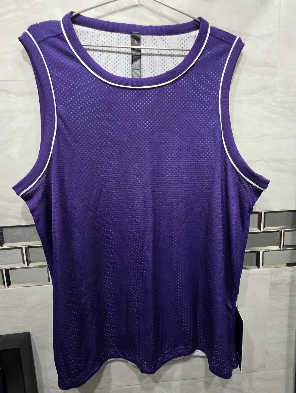 lululemon athletica Purple Mesh Athletic Tank with White Trim Double Sided.